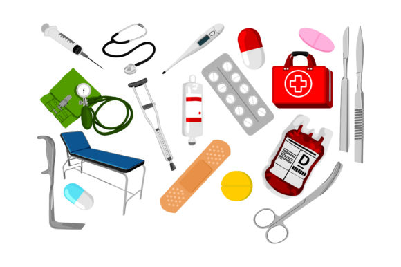A Designer's Take on Hospital Medical Equipment Vector Set